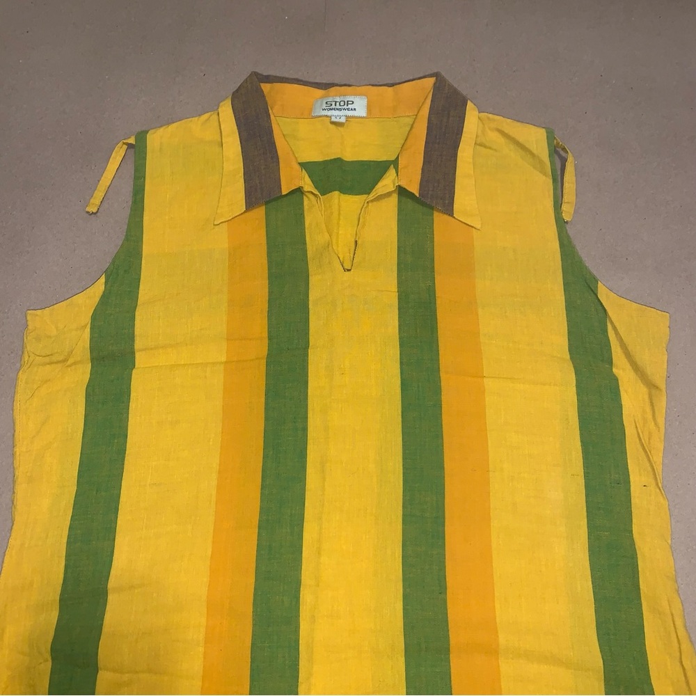 Green Yellow Orange Stripe Dress Medium Stop Womenswear